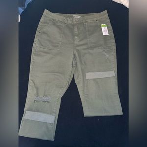 Army green ankle skinny Jean